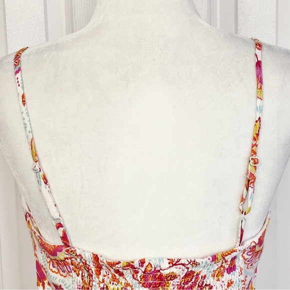 Midnight Sky Colorful Floral Paisley Linen Blend Crop Top - Picture 14 of 16